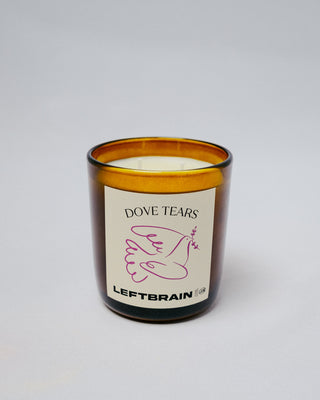 Hand-poured Dove Tears Candle on a white background, highlighting its minimalist design and calming home fragrance.